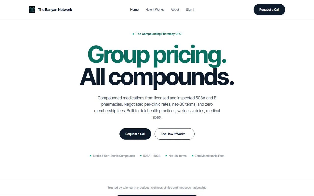 The public homepage of The Banyan Network, as it appeared when captured.